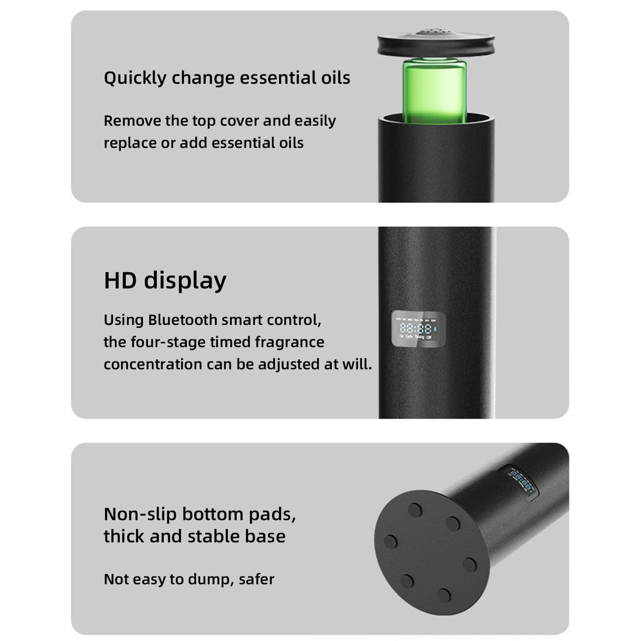 Diffusore di aromi Bluetooth Premium per Grandi spazi - Bottiglia di Olio da 500 ml, Lega di Alluminio, nebulizzazione fluida per Spa, casa, Ufficio,Gold