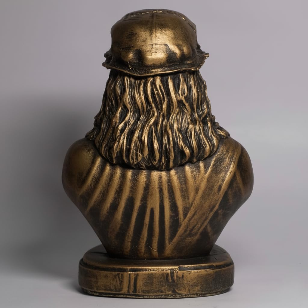 Renaissance Collection Bronze Resin Decorative Bust Statue, 6 Inch Historical Figure Sculpture with Antique Gold Finish, Desktop Art Display