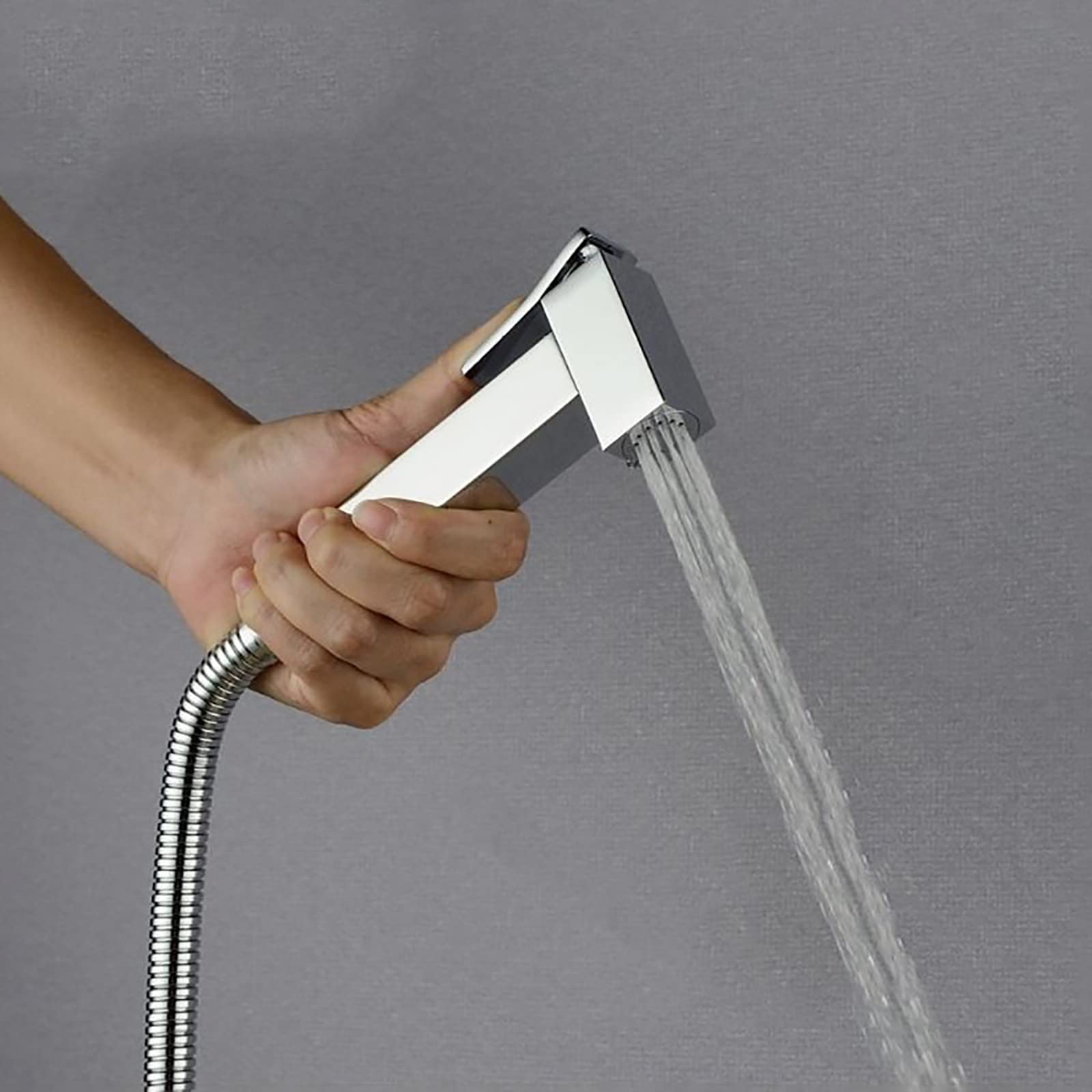 Spruzzatore per bidet, doccetta per WC, montaggio a parete, in ottone massiccio, rubinetto per bidet da bagno, soffione quadrato, panno per la pulizia del bagno, set spruzzatore per l'igiene del bagno
