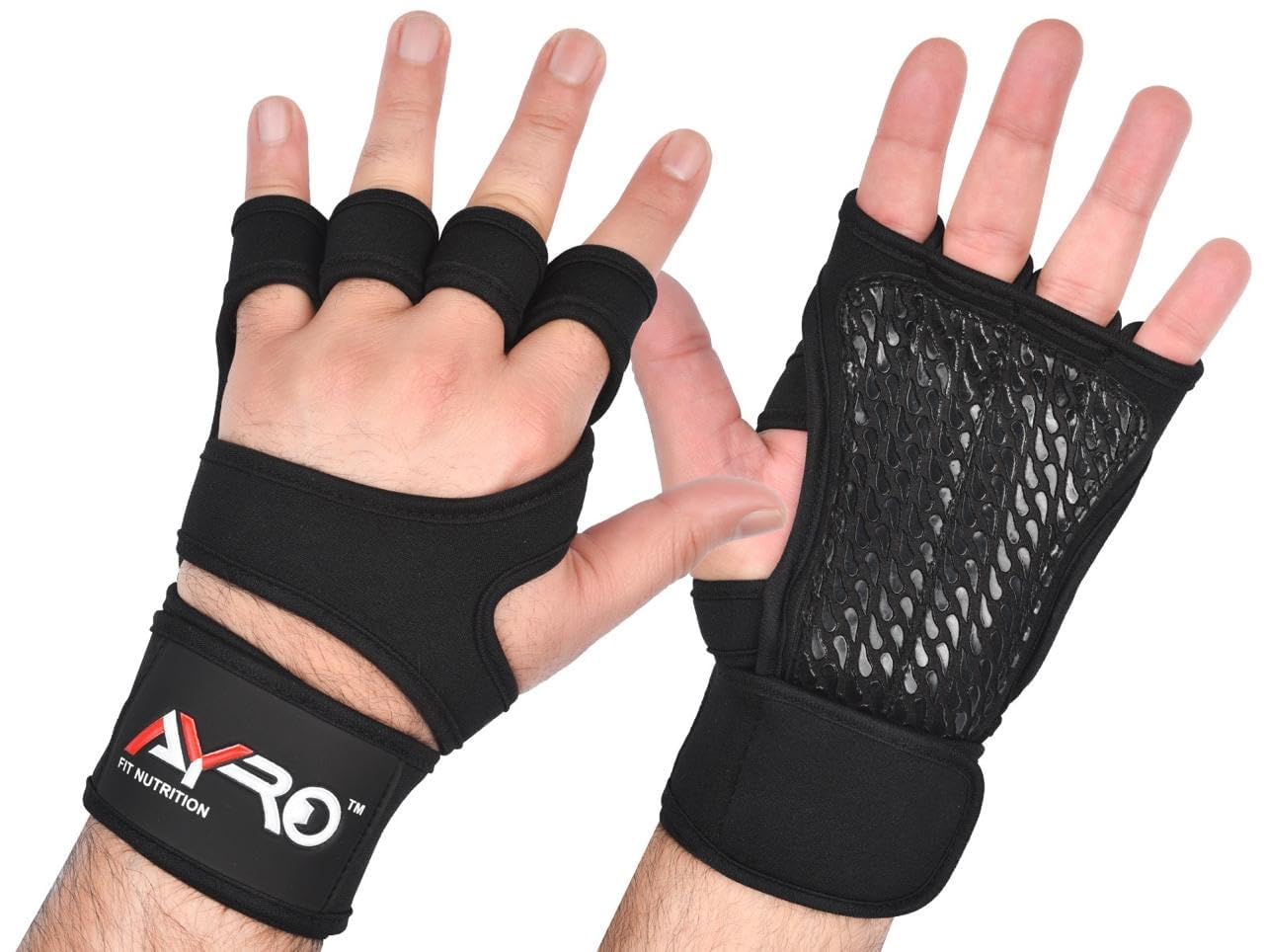 AYRO Guantes de entrenamiento, guantes de entrenamiento ventilados para hombres y mujeres, guantes de levantamiento de pesas, guantes de gimnasio para hombres, guantes de gimnasio con muñequeras