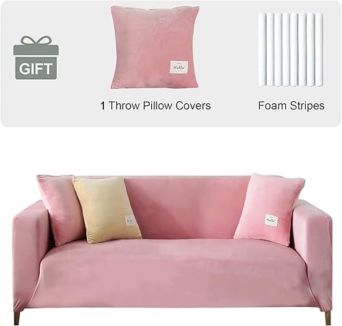 Miniatura 2 de OKYUK Fundas de terciopelo para sofá de 1, 2, 3, 4 plazas, funda gruesa y elástica para sofá, antideslizante, de felpa, lavable, protector de