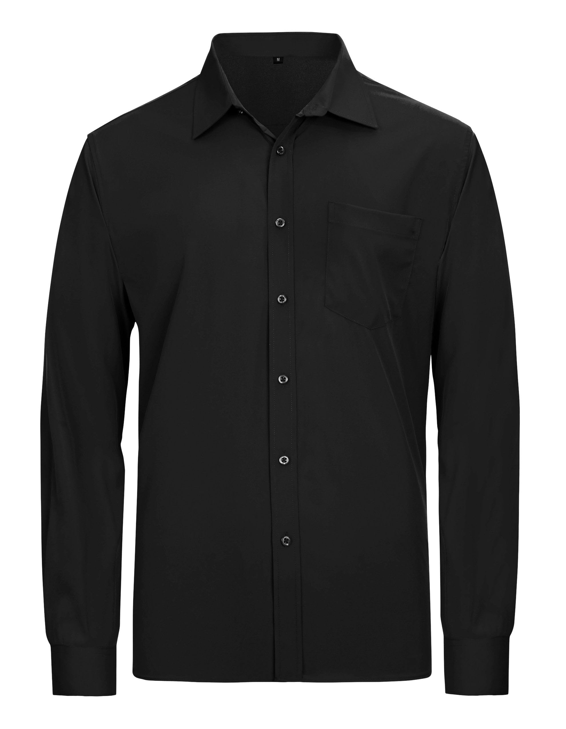 Mens Solid Soft Button Down Shirts Long Sleeve Casual Regular Fit Dress Shirt with Pocket