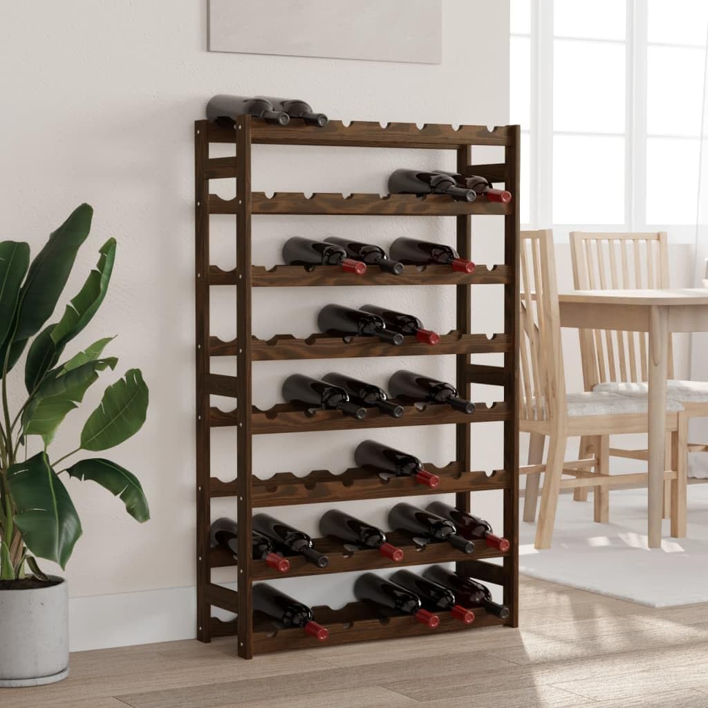 Botellero para 56 Botellas Marrón Madera Maciza de Pino, Botellero Vino, Botellero Vino, Decoración para el Hogar Porta Botellas de Vino, Mueble Portavini Decor Muebles