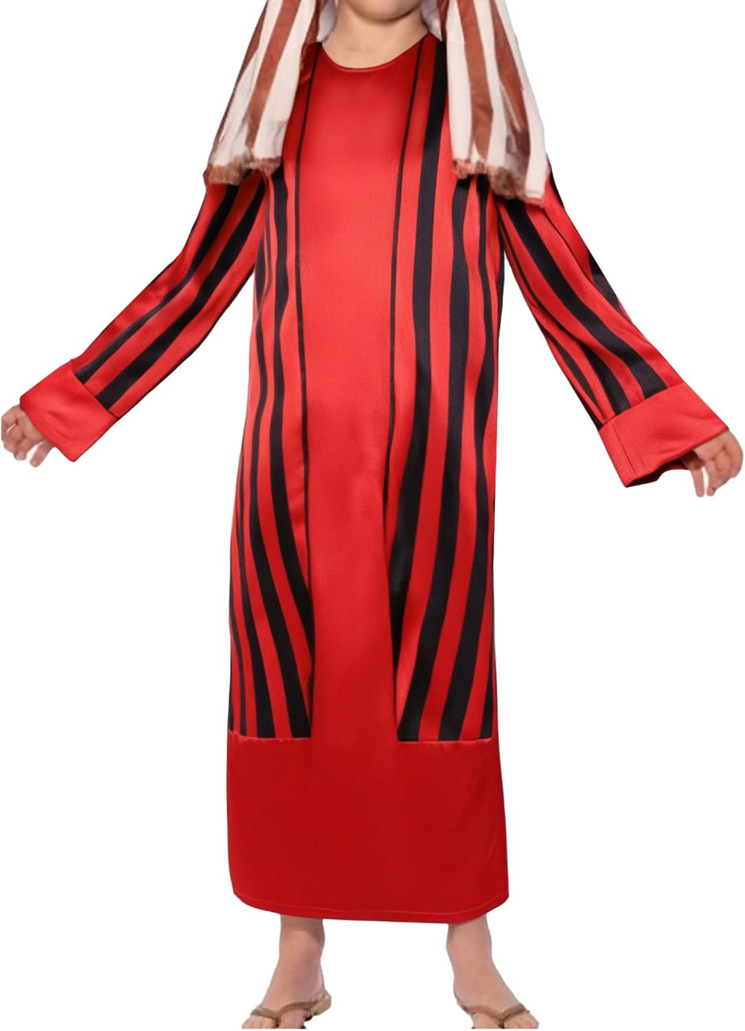 Child Boys Mid-East Prince Outfit Striped Long Sleeve Decorative Shawl Maxi Gown