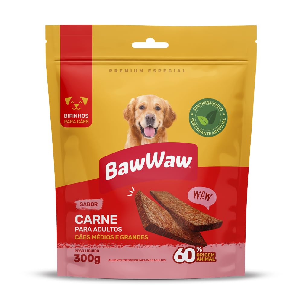 Bifinho Baw Waw para cães sabor Carne 300g