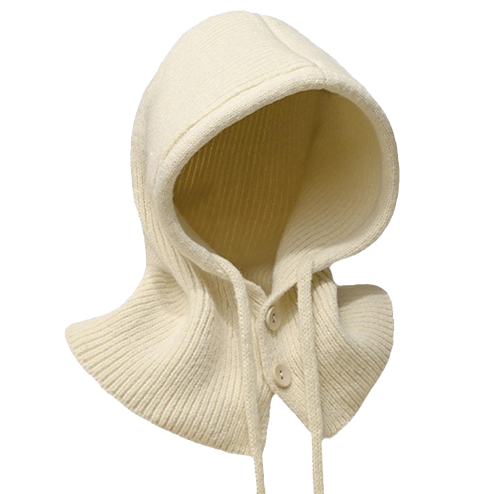JSTHHTT Gorro de Punto Invierno Mujeres, Caliente Capucha Bufanda para Esquí Ciclismo, Mujeres Pasamontañas de Punto Beanie, para Al Aire Libre (Blanquecino)