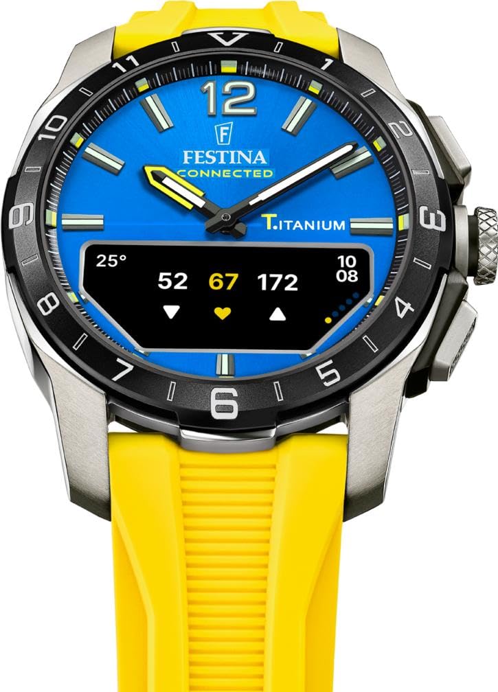 Festina Montre Connectée Hybride Homme - Bracelet Caoutchouc - Suivi Pas, Musique, Notifications - Autonomie 10 Jours - F23000 Connected D