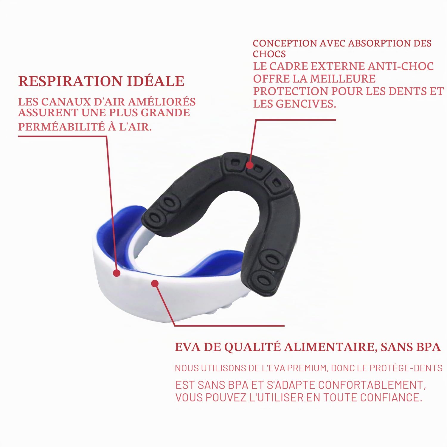 3 Pièces Protège Dents Sport Enfant, Moulable Bouclier de Gomme, avec Étui Portable Transparent, Protéger Dents, pour Sports de Contact, Rugby, Arts Martiaux, MMA, Boxe, Hockey (6 à 12 Ans)