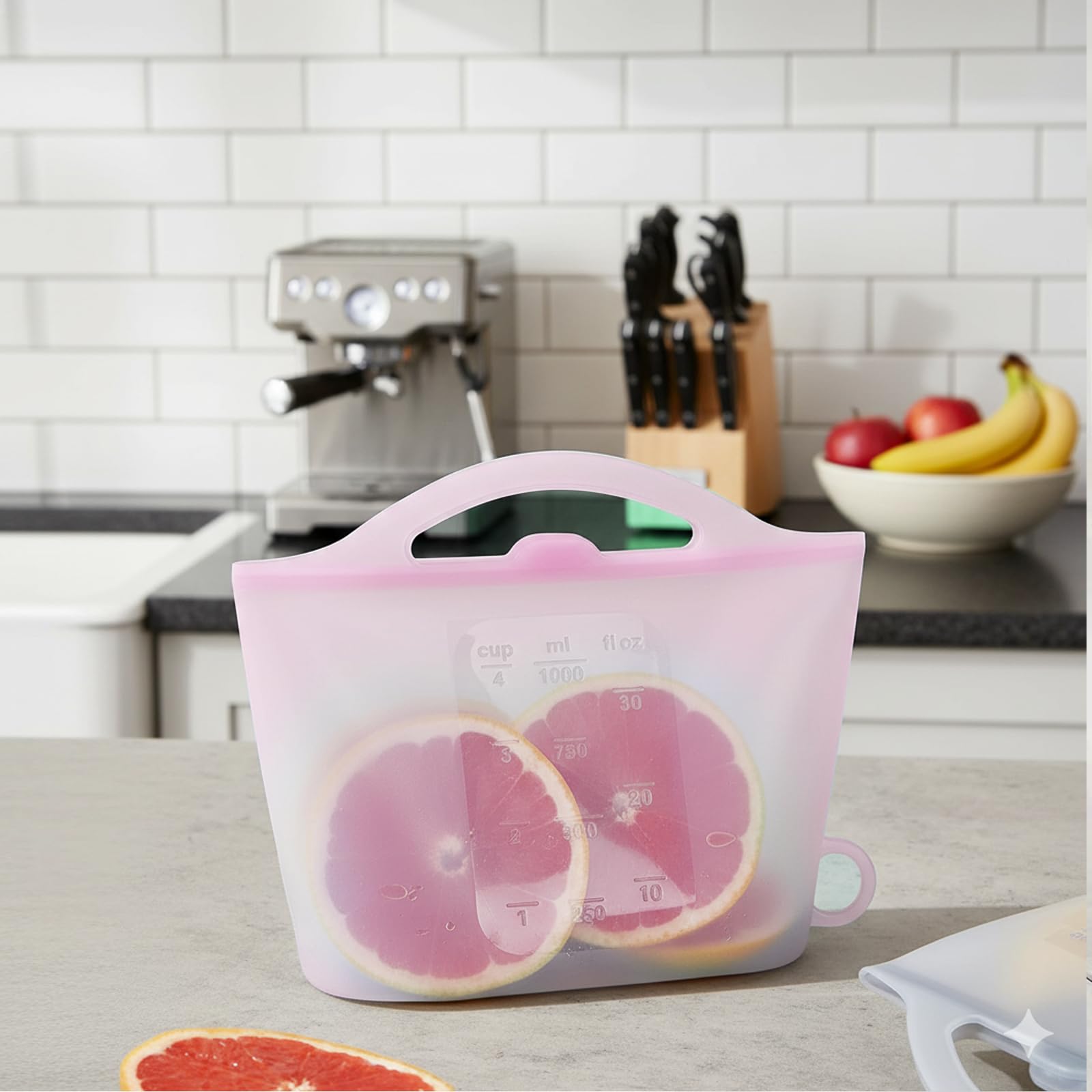 3-Piece Silicone Food Storage Containers Set Leakproof Reusable Kitchen Pantry Freezer Organization Stackable(Pink)