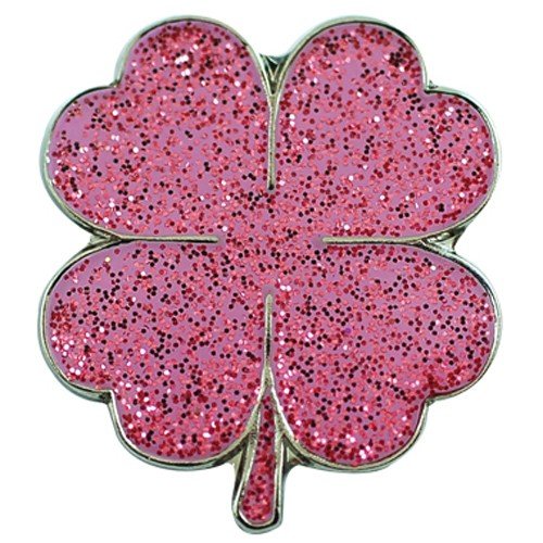 Surprizeshop Golf Ball Marker. Sparkley Pink Four Leaf Clover