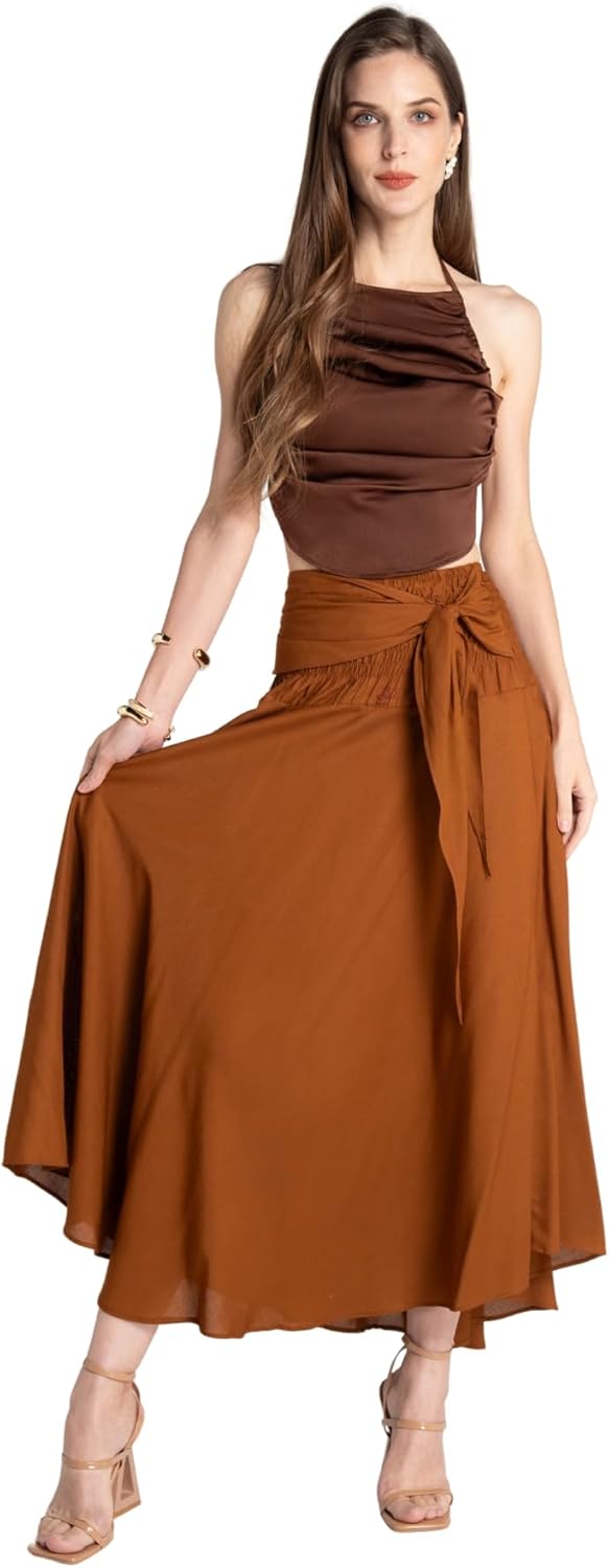 Tranquil Threads Boho Maxi Skirt for Women, Beach Sarong Wrap, Vacation Summer Skirt Dress Combo - Image 2