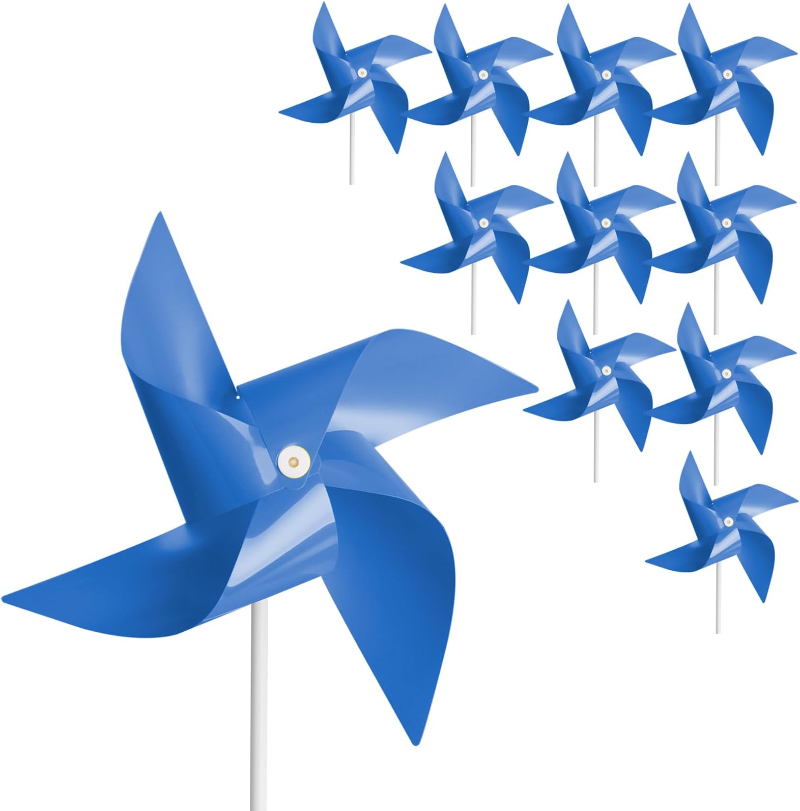 50 Pcs Pinwheels, Wind Spinners and Party Favors Gifts, Outdoor Decorational Pinwheels for Yard and Garden (Dark Blue)