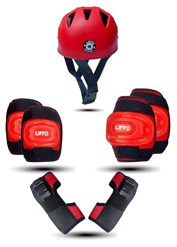 Liffo® Skating Guard Skating Kit Protective Skating Guard Kit for Skating, Cycling, Running for Kids,Boys,Girls,Men & Women (HSG) (Red, M)