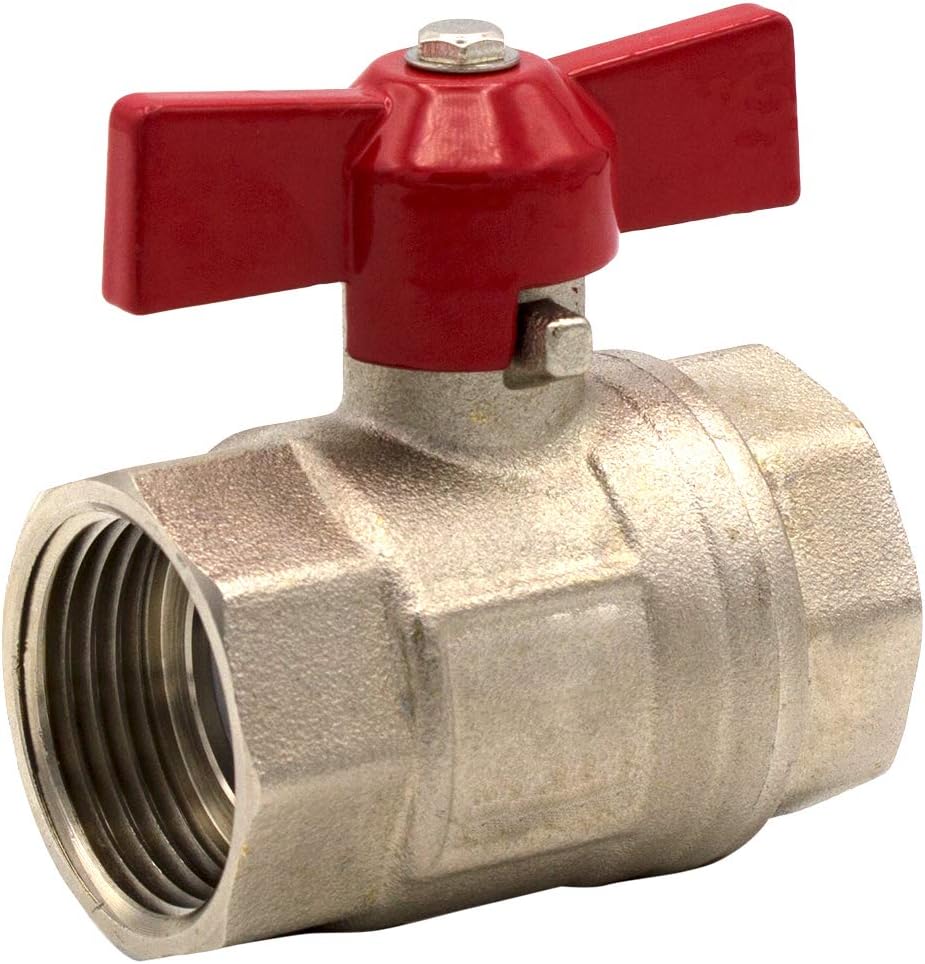 VARIOSAN Ball Valve 13514 1 1/4 Inch Female / Female DN32 Brass Full Bore Wing Screw, 1 1/4"