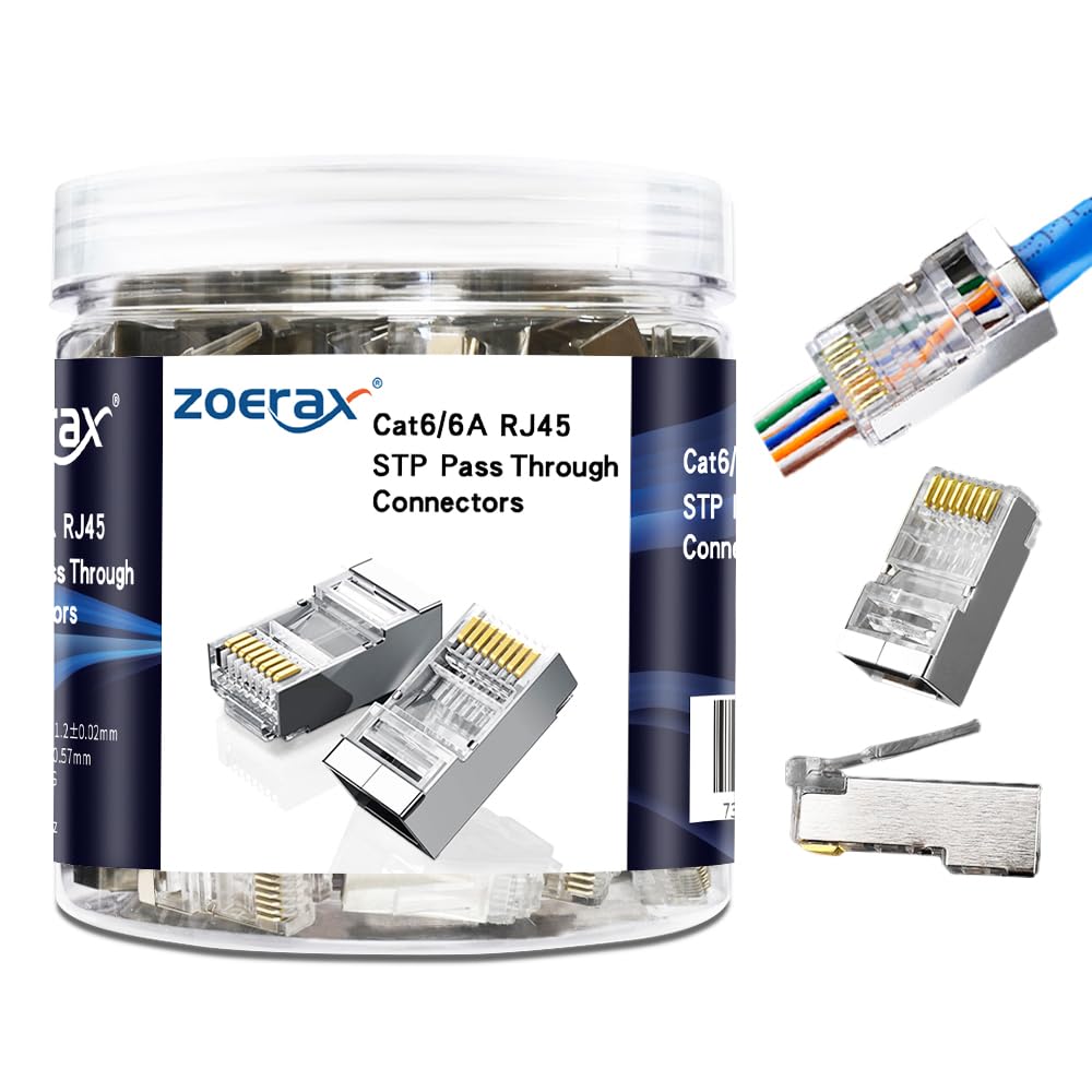 Amazon.co.jp: ZOERAX RJ45 パススルーコネクター 23AWG Cat6a Cat6