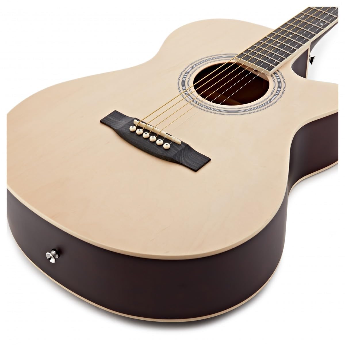 Pacchetto di Chitarra Acustica a Cutaway Singolo di Gear4music | Costruzione in Tiglio per Toni Chiari ed Equilibrati, Manico a C Comodo, Custodia, Corde, Accordatore e Capotasto