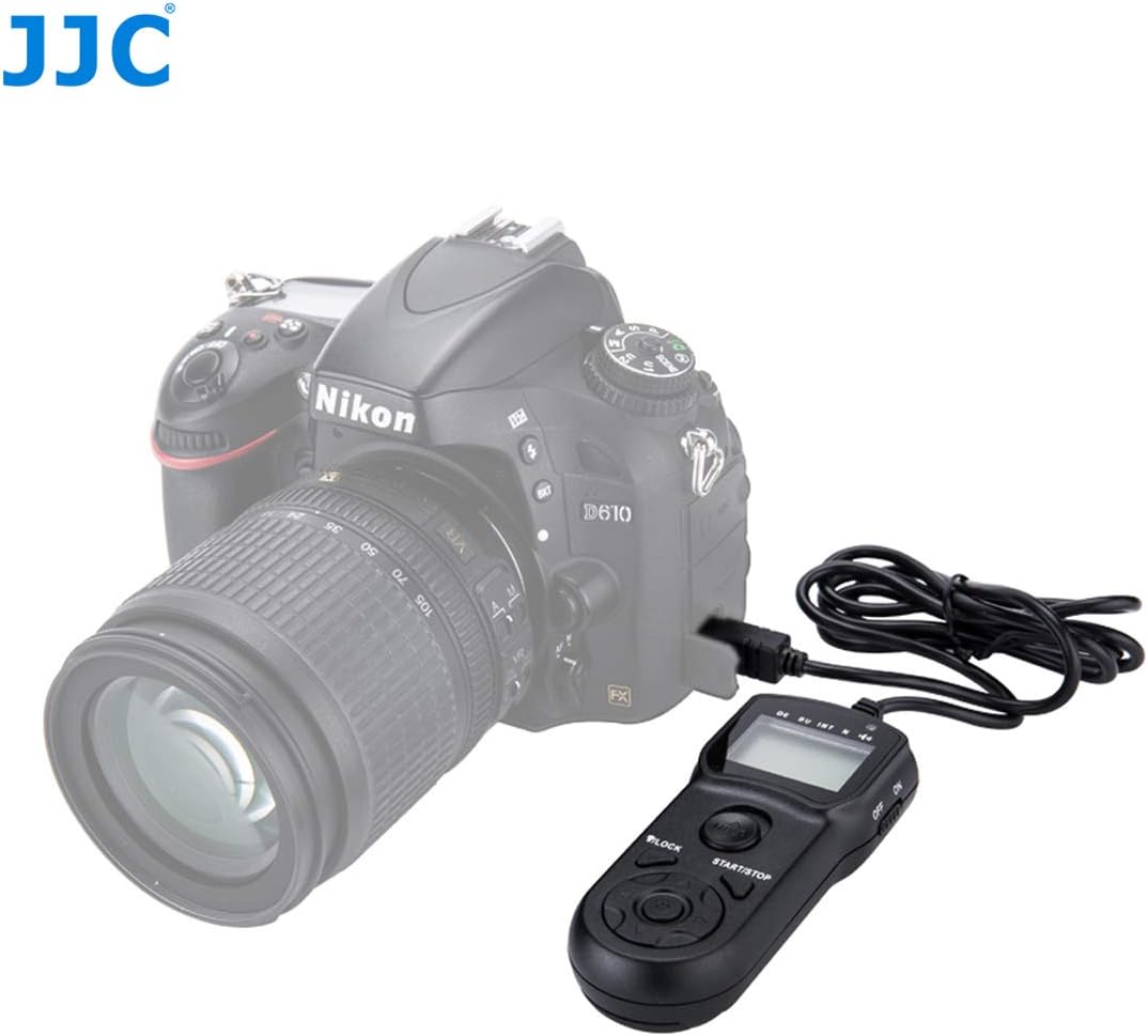 JJC TM-M remote connected to a Nikon D610 camera.