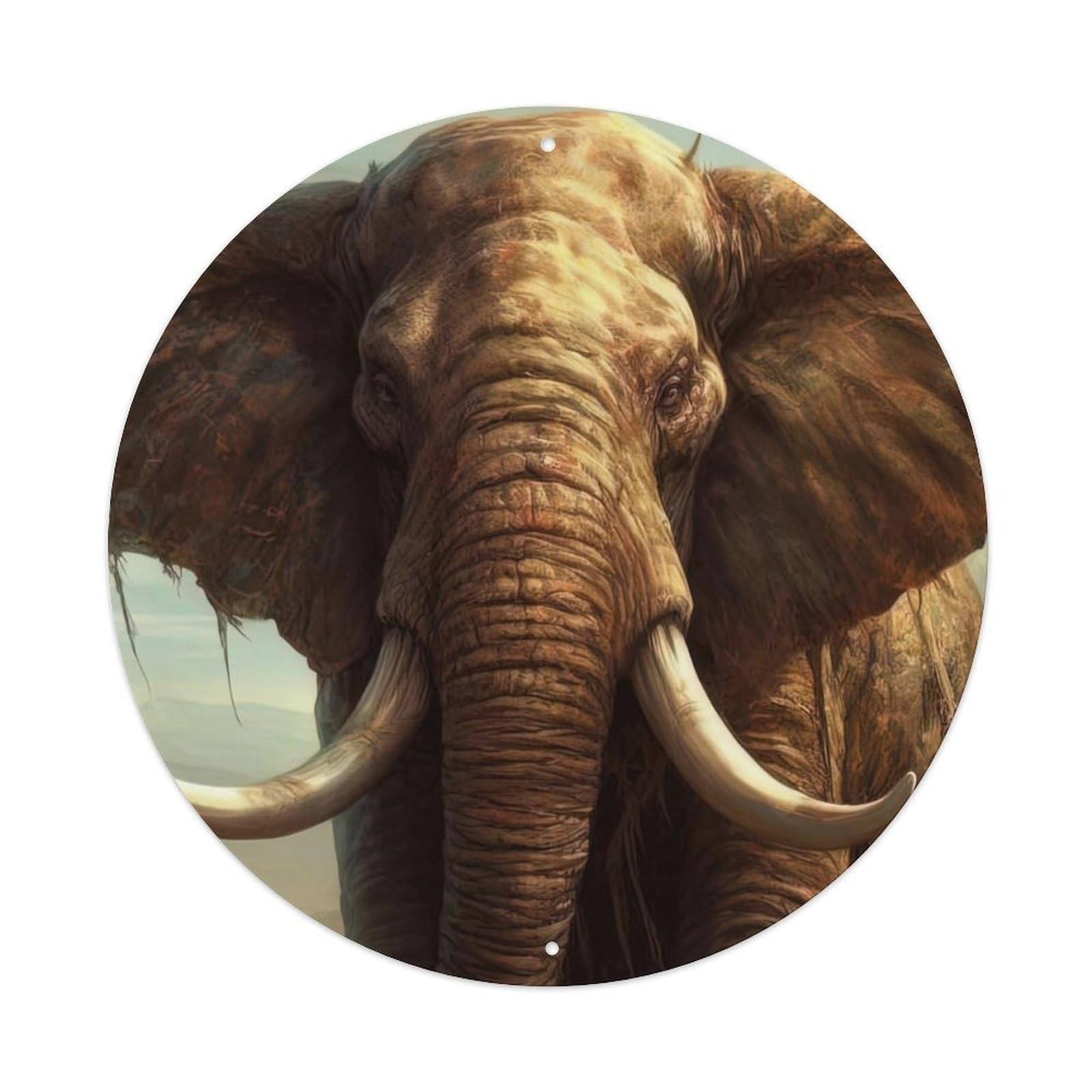 Animal Artwork Ferocious Elephant Vintage Metal Tin Sign Plaque Wall Decor for Cafe, Club Bar, Office, Garden Metal Poster 8x8Inch