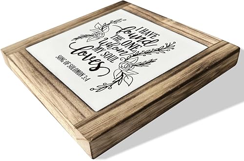 Miniatura 2 de Letrero cristiano, caja de madera con placas de escritorio, letrero inspirador de las Escrituras, decoración de dormitorio, decoración de boda