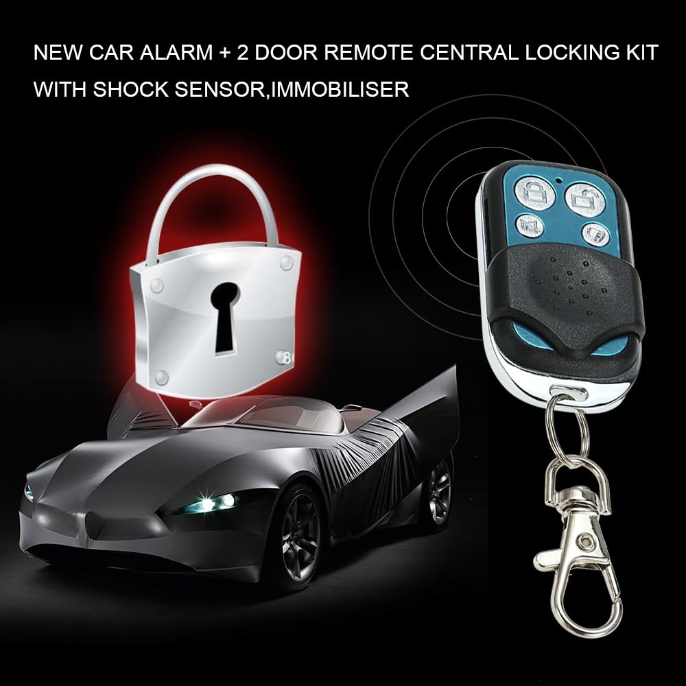Kit nuovo allarme auto e chiusura centrale a distanza con sensore di urto immobilizzatore sirena da 120db funzione anti-rapina telecomando universale per tutti modelli
