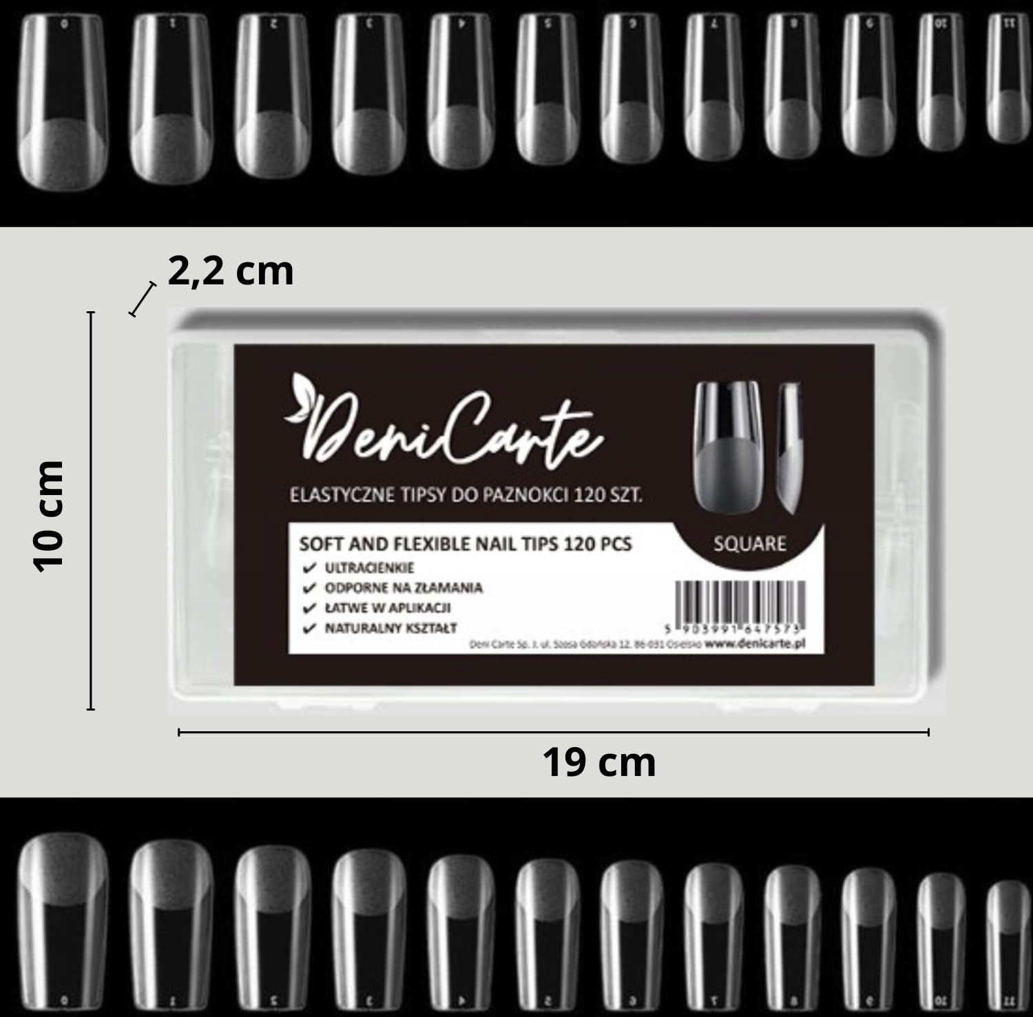 120 sztuk Tipsy Flexible Elastyczne Ultra Cienkie Flex Square Clear Bezbarwne Nail Tips do przedłużania paznokci