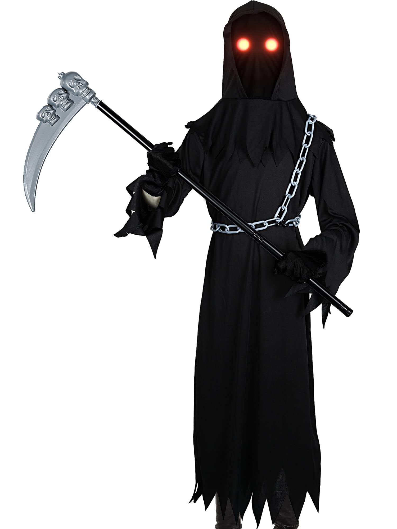 Buy Grim Reaper Costume with Glowing Red Eyes Halloween Cosplay Death