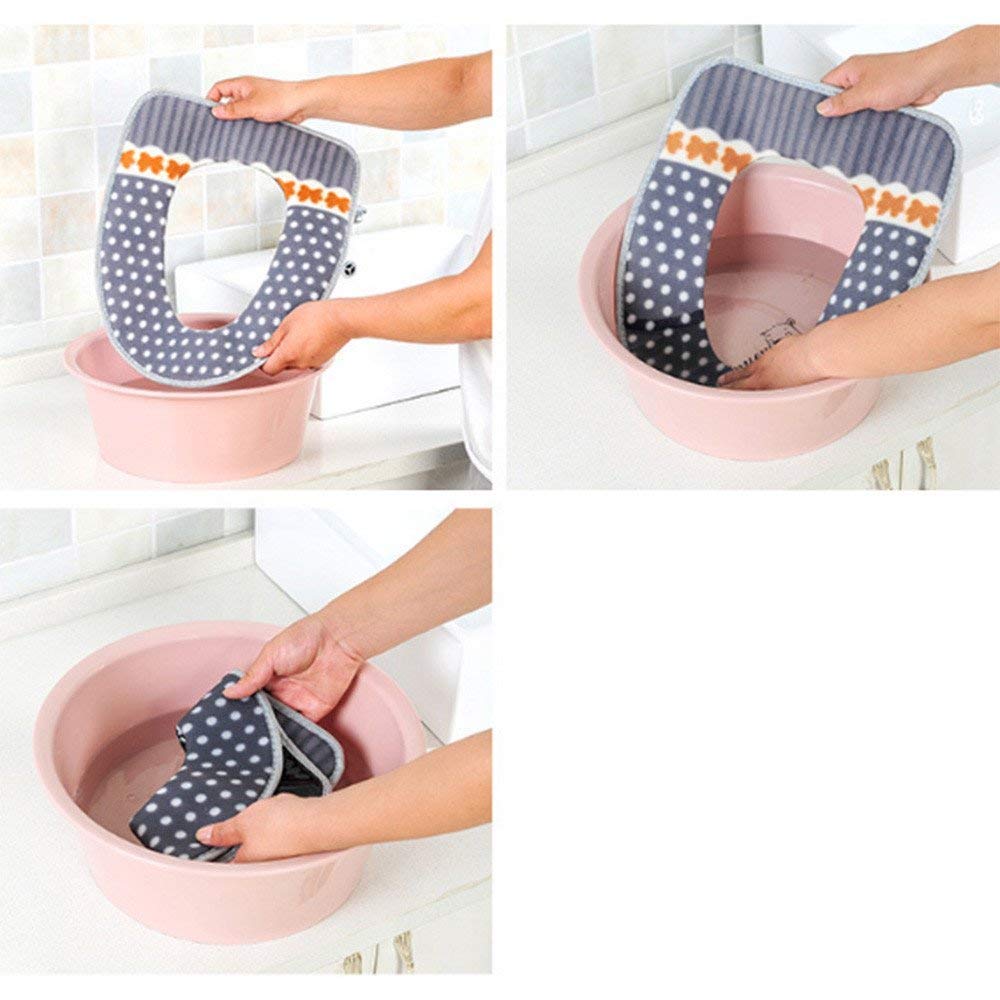 ZURATO Toilet Lid Soft & Comfy Flannel Toilet Lid, Toilet Seat Cover Pads, Washable Toilet Seat Cushion Mat Winter Washable Toilet Seat Lid Cover Pads (1) multi