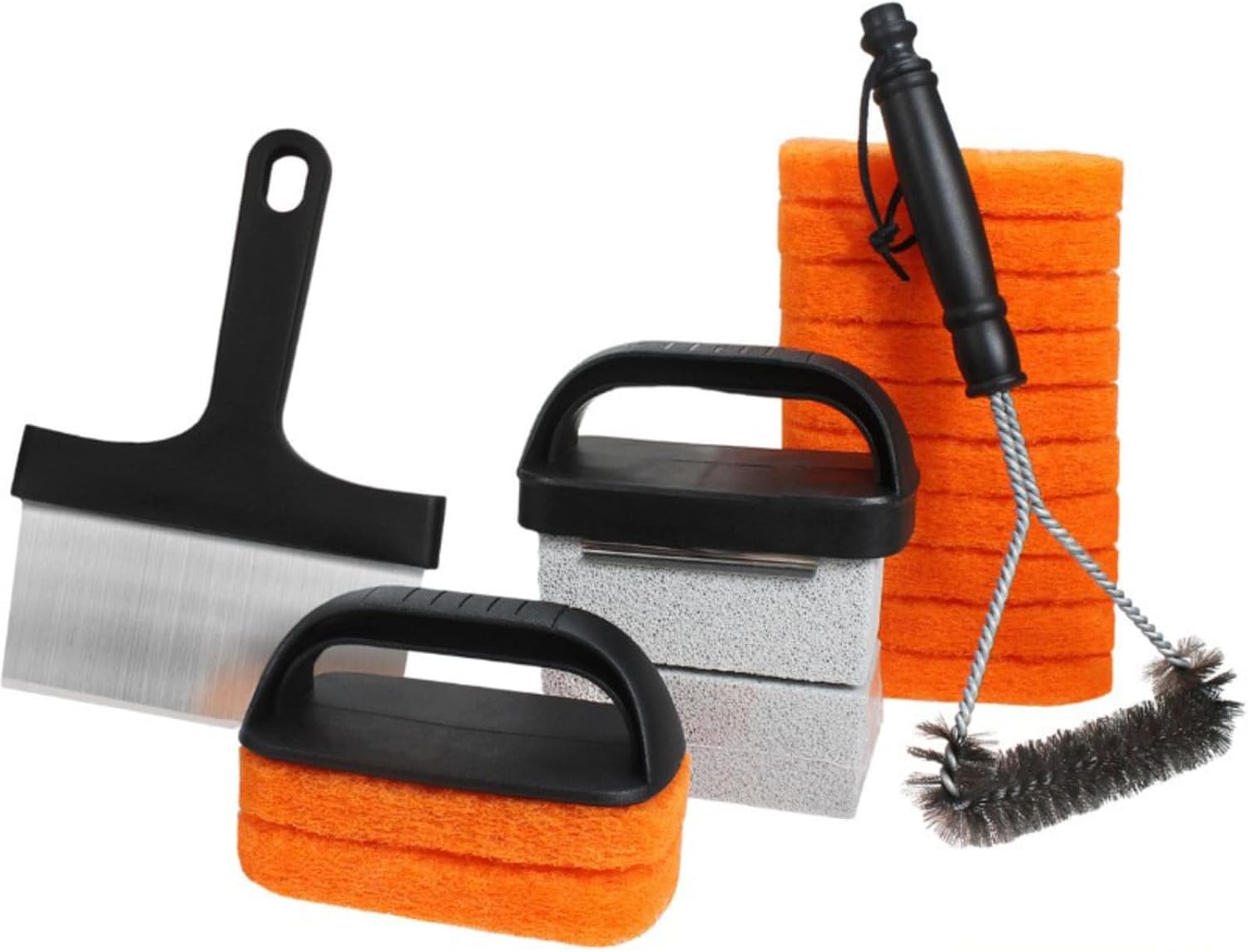 18-Piece Grill Cleaning Kit with Scraper, Pumice Stone, and Scouring Pads for BBQ Griddle and Grates