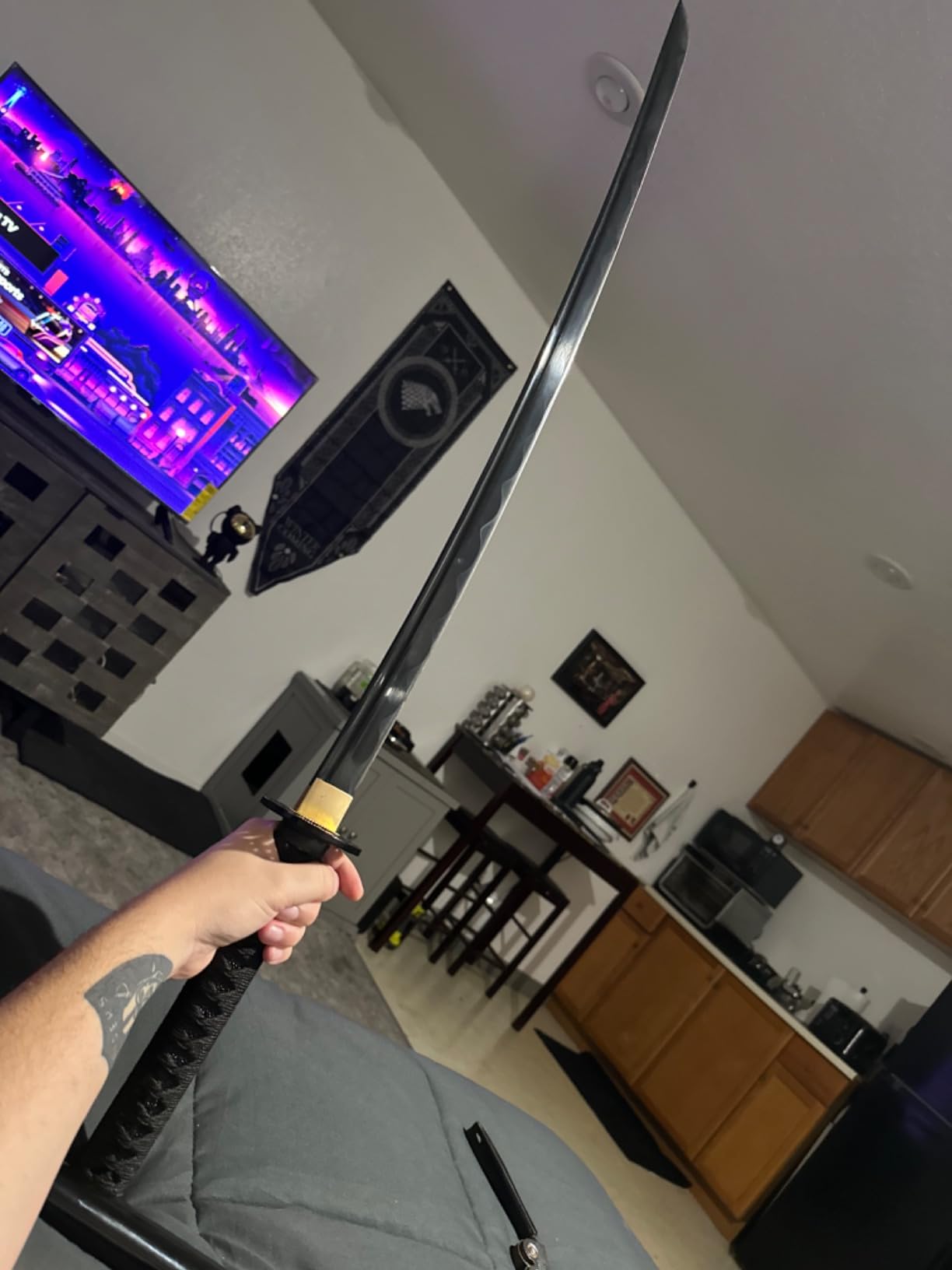 1095 steel-Handmade Japanese samurai sword with black Scabbard photo review