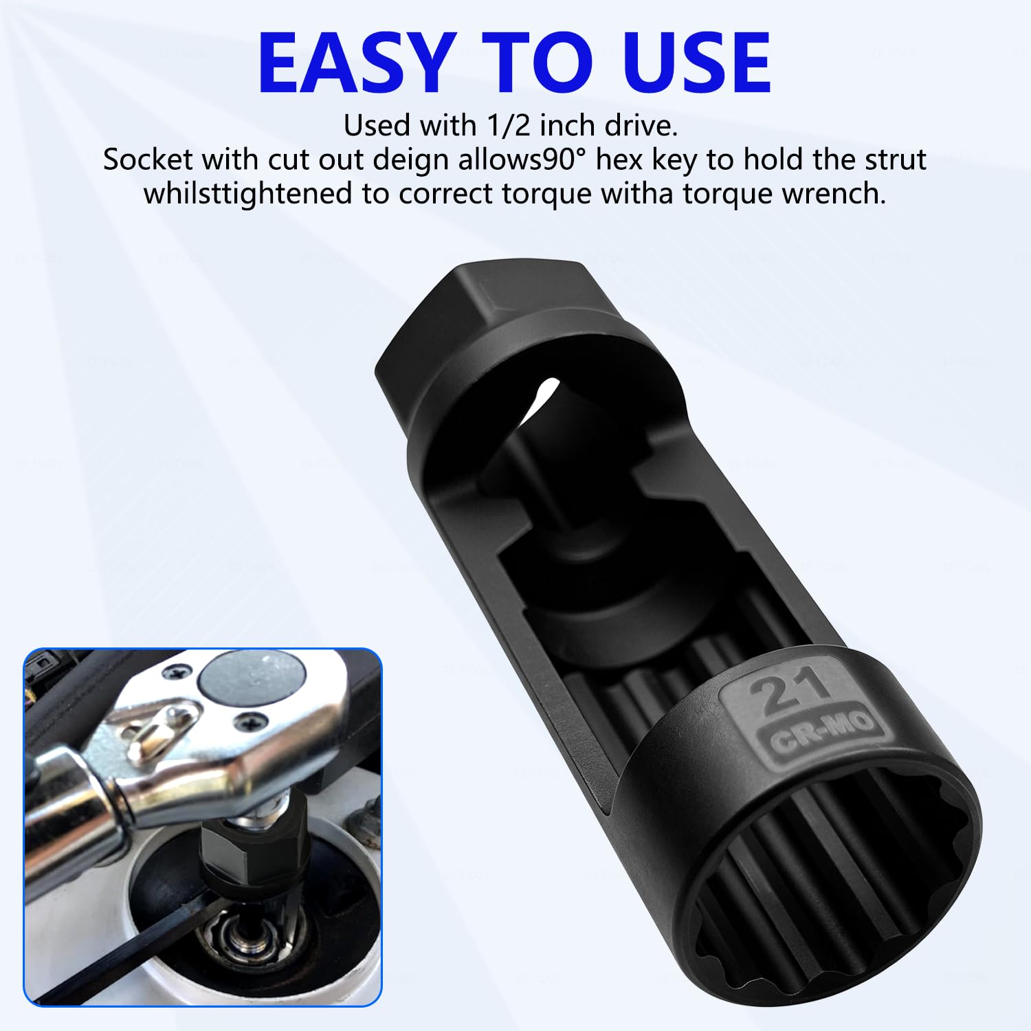 ZKTOOL 21MM Bussole per Dadi Puntone, Set di Bussole per Dadi Ammortizzatore, Strumento di Rimozione Dado Ammortizzatore