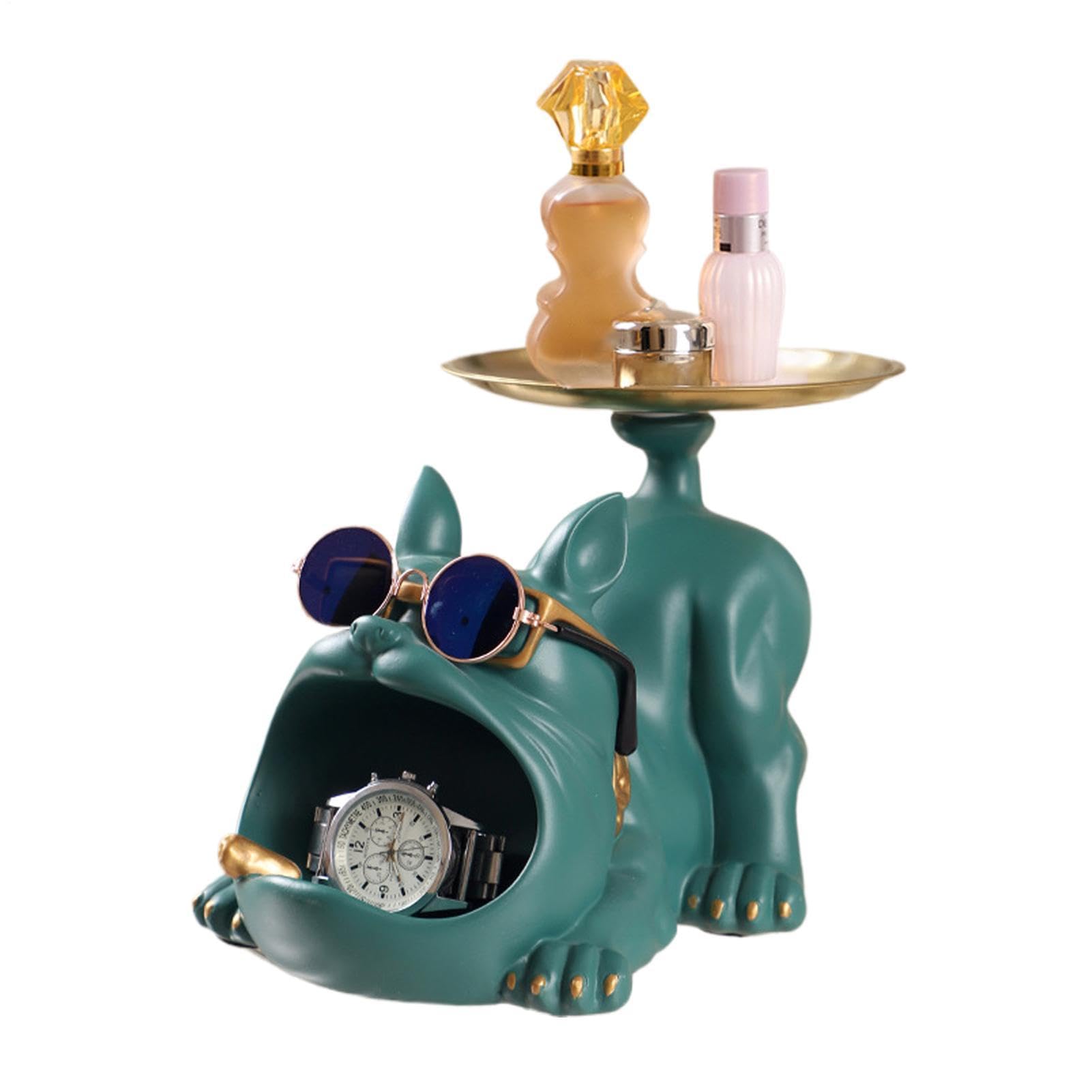 Bandeja llaves decorativo bulldog para mesa entrada y organizador joyas salón moderno