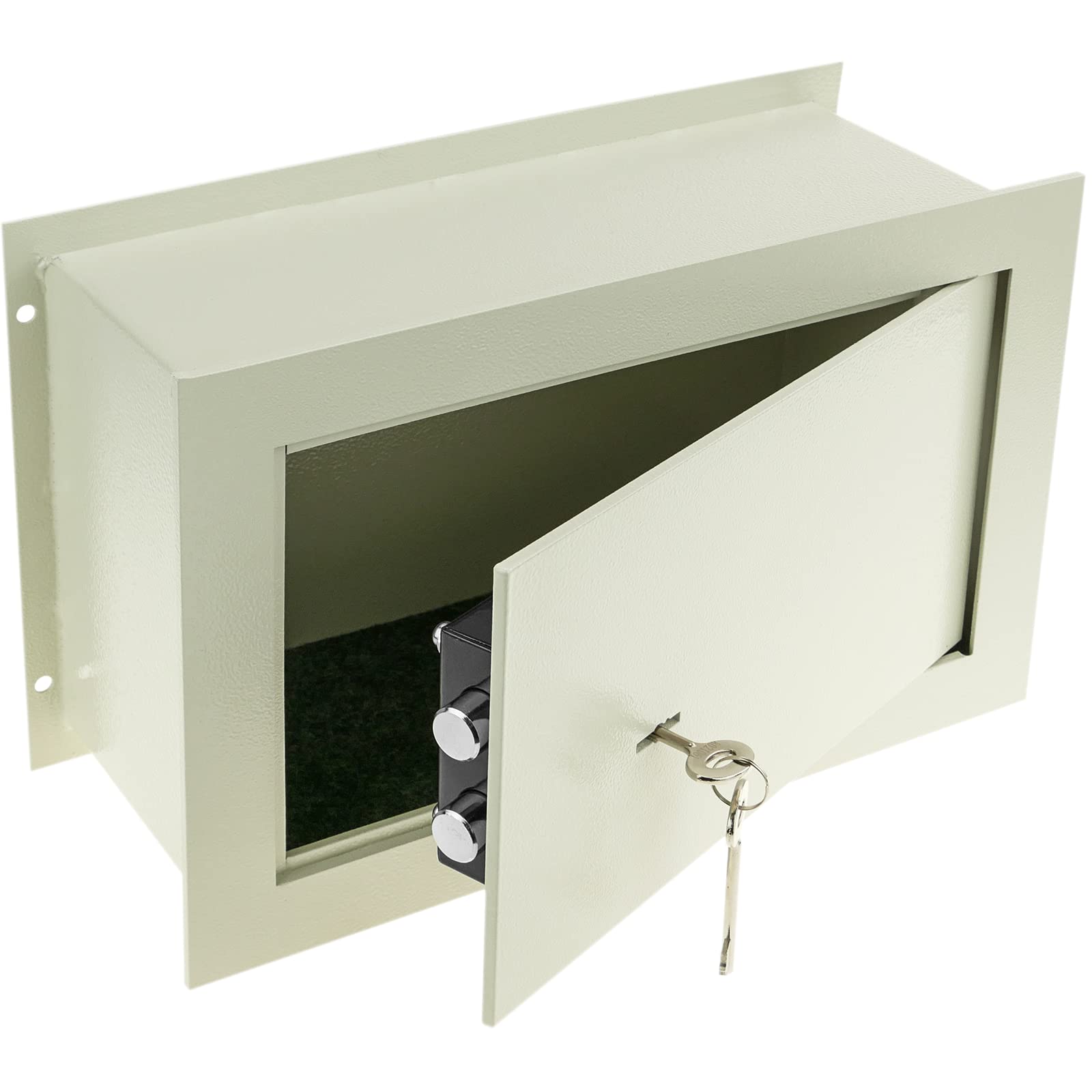 PrimeMatik - Caja Fuerte de Seguridad empotrada de Acero con Llaves 36x15x23cm Beige