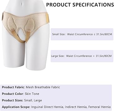 Medical Hernia Belt Truss for Men and Women - 4 Removable Compression Pads & Adjustable Groin Straps, Hernia Support Truss with Breathable Mesh - Inguinal & Groin Hernia Relief(Large)