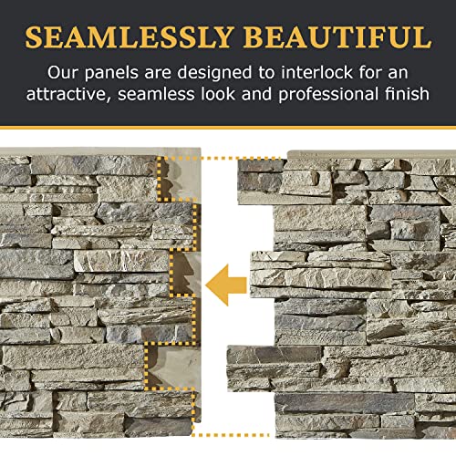 AZ FAUX | High-Density Polyurethane Faux Stone Wall Covering Panels for Interior and Exterior Decor | Stacked Stone Siding Panel | Sedona | 48" L x 24" H x 2" D | 1-Panel | Slate Gray
