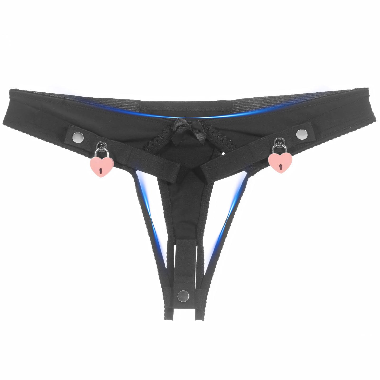 Culotte pour Cages de Chasteté Elastique pour Chastity Cage Sex Toýs Homme Accessoires pour Cage de Chasteté Pénis Ceinture de Chasteté Verrouillable (Black,L-Lock)