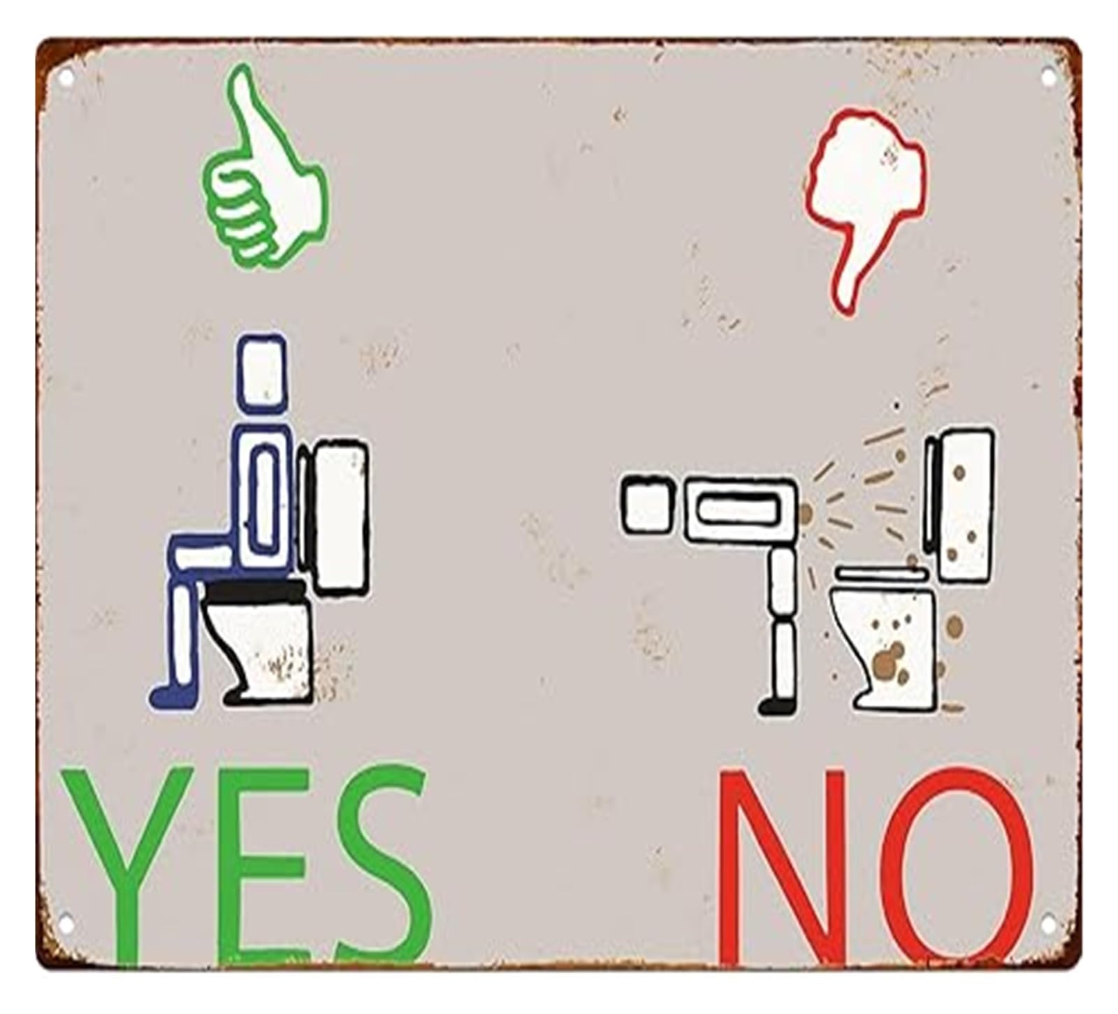 EKFBQBGW Witty Toilet Rules Metal Sign Humorous Wall Decor for Bathroom Restroom Powder Room 8 X 12 in