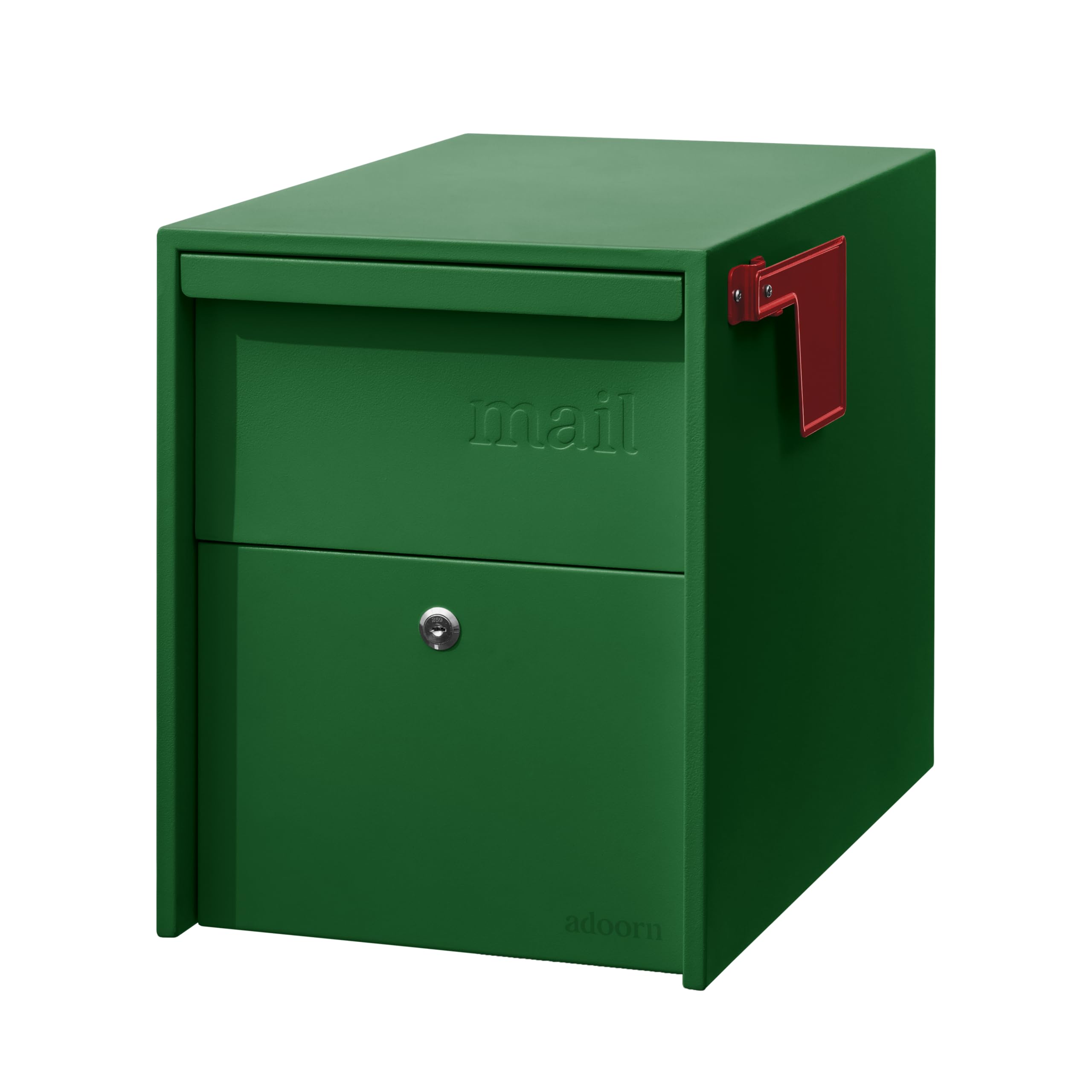 adoorn Lockable Post Mount Mailbox | Large (Forest Green), Size 15.5 x 12 x 18.5 (HxWxD) Anti-Theft Locking Mailbox with 2 Keys, Modern Mailbox with