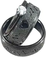 Par Alianças Namoro Compromisso Preta Diamantada + Solitário