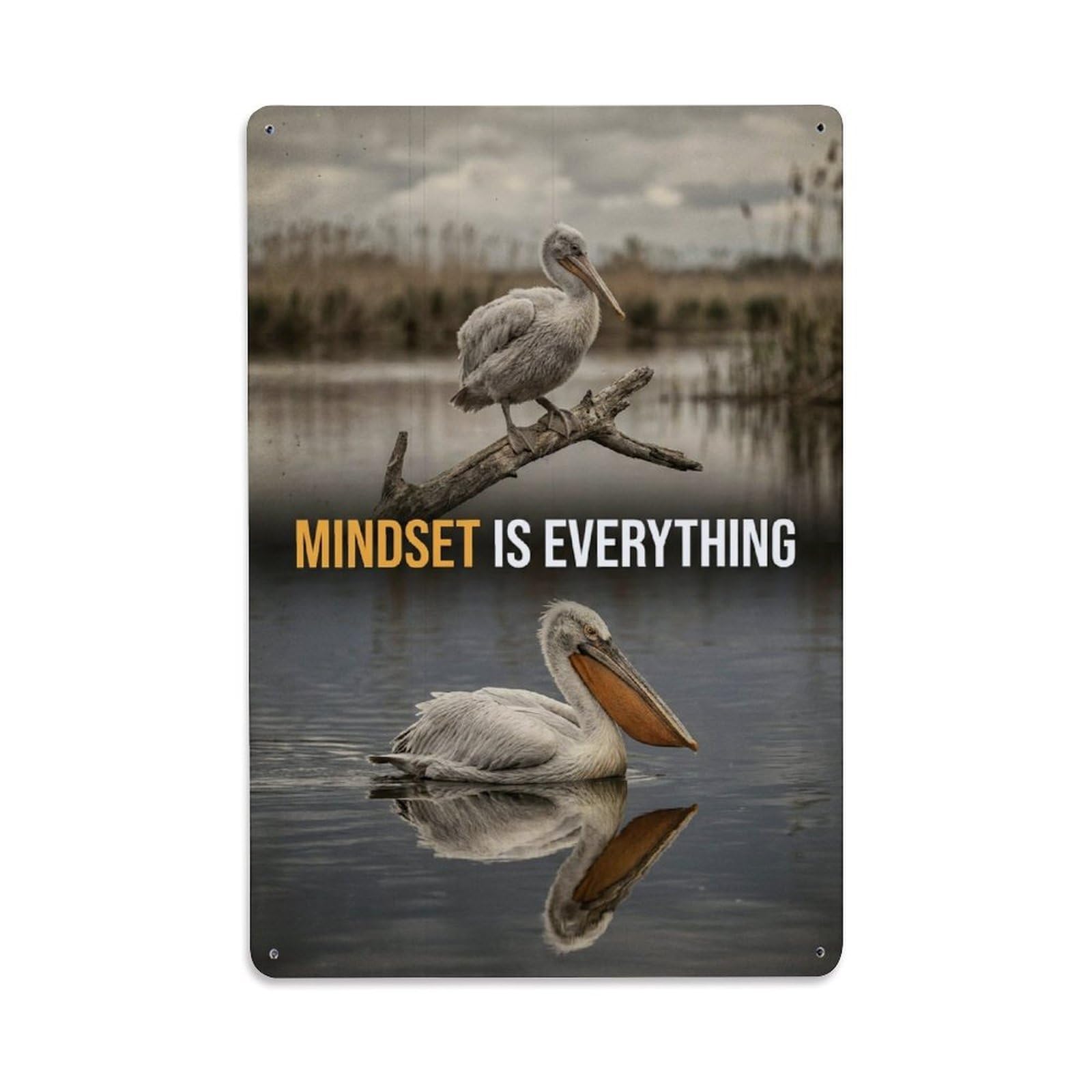 Metal Tin Sign Mindset Is Everything Animal Motivation Quote