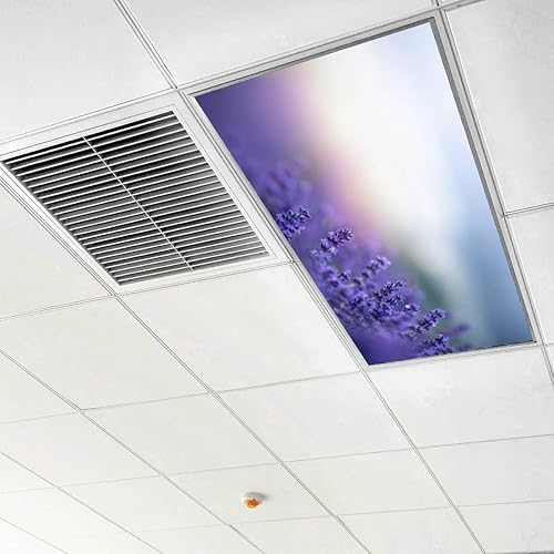 Miniatura 10 de Paquete de 4 cubiertas de luz fluorescente para techo, filtros de lavanda al amanecer para aula, oficina, hogar, cubierta magnética decorativa de 4