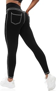 VOOVEEYA Curvy Womens Leggings, High Waisted Yoga Pants with Back Pockets Tummy Control Stretchy Workout Gym Tight