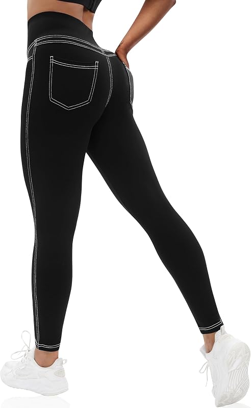 VOOVEEYA Leggings Curvy para Mujer, Pantalones de Yoga de Talle Alto con Bolsillos Traseros | Control de barriga, suave como la mantequilla, elástico, ajuste ultracómodo, no transparente, atlético, casual, yoga, leggings para usar todo el día