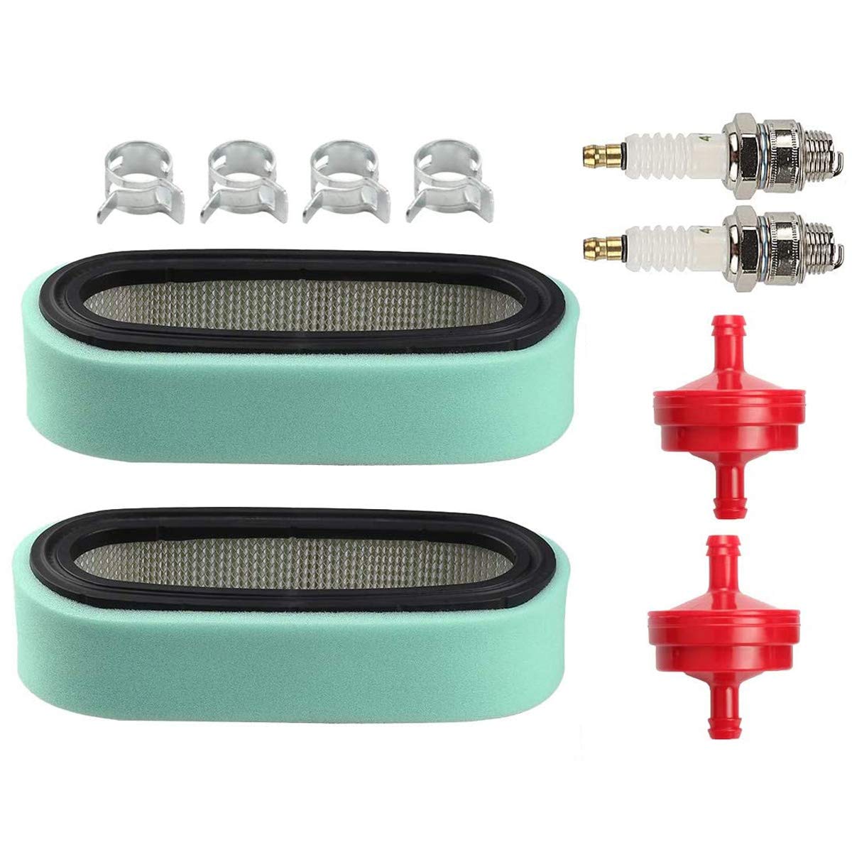 Hippotech 394019 Air Filter for 394019 394019S 398825 272490 5052H 5052K 400700 40A700 16-18 HP Engines with Fuel Filter Spark Plug (Pack of 2)