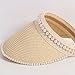 QTMY Straw Sun Visor Beach Hats for Women Girls,Chic Pearls Sun Hat (Beige)