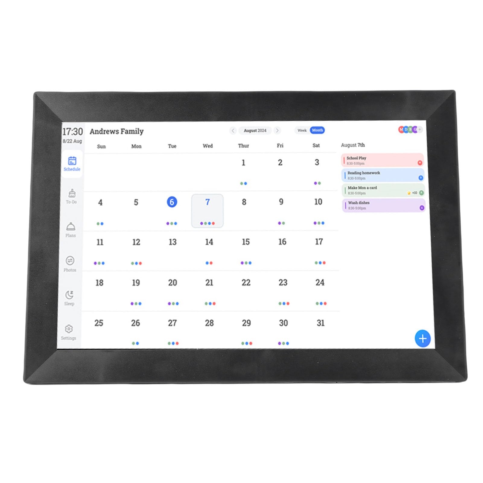 Intelligenter Digitaler Kalender, 13,3-Zoll-HD-Touchscreen-Familienplaner mit WLAN-Synchronisierung, Bildschirmfreigabe für Mehrere Benutzer, für die Organisation zu Hause und die