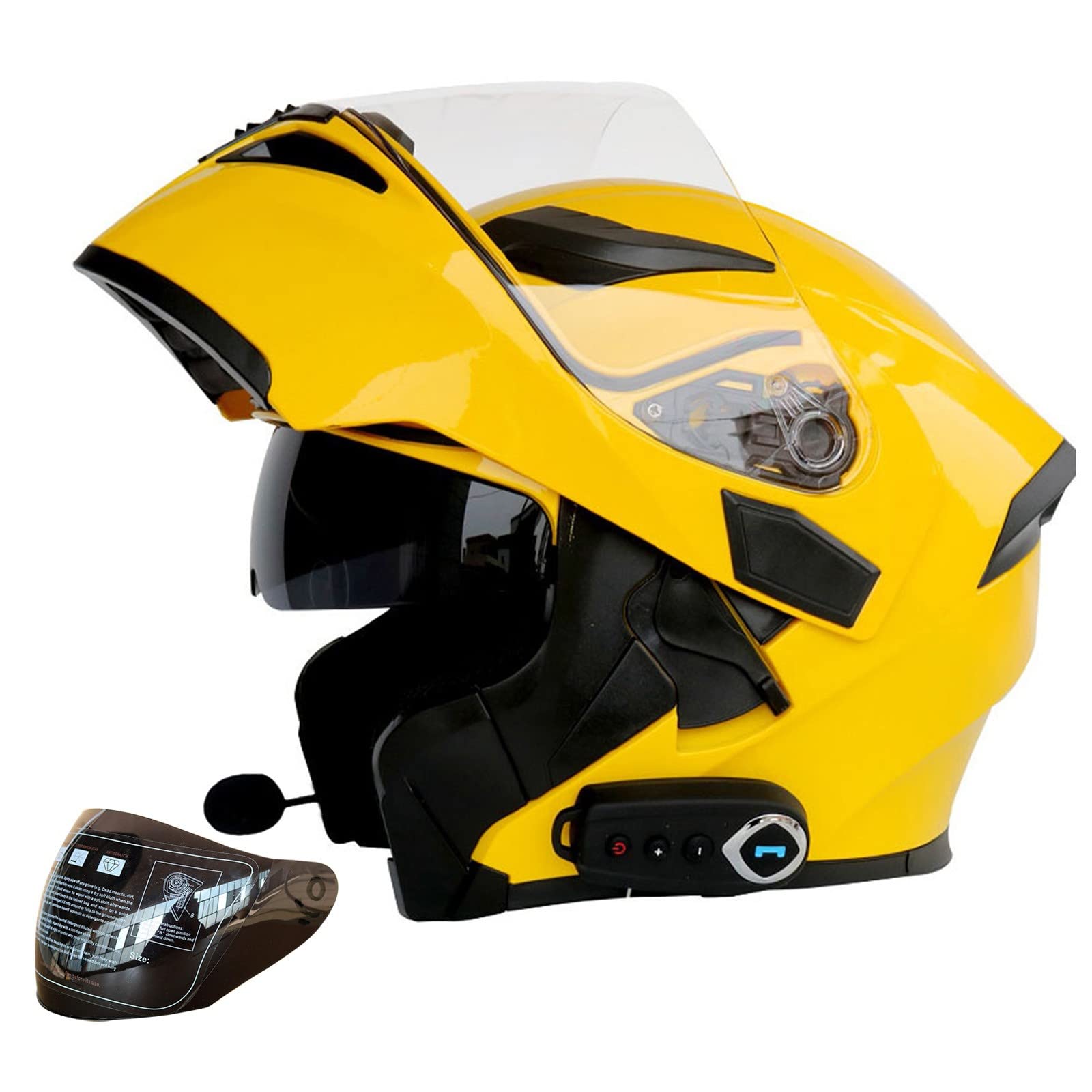 Casco Integrale Modulare, Casco Moto Apribile Bluetooth Con Doppia Visiera Caschi Integrati Altoparlante Integrato Auricolare Microfono Certificazione DOT/ECE Unisex D,L
