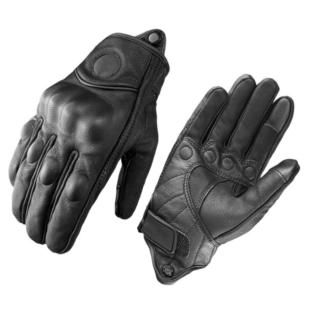 Guanti da donna da uomo, in pelle, da ciclismo, invernali, da moto
