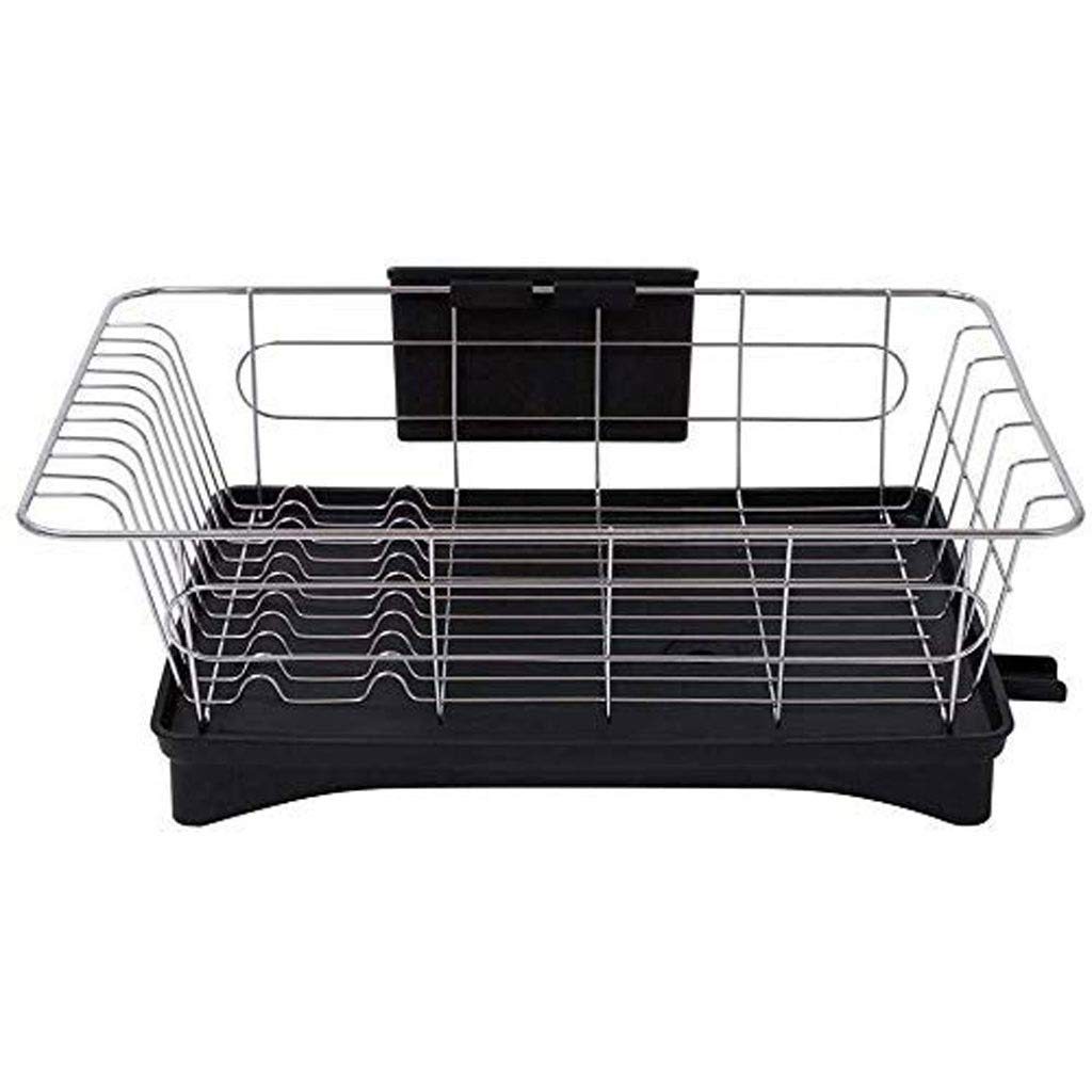 Égouttoir à Vaisselle en Acier Inoxydable avec bac de vidange Porte-Couverts de Cuisine Filtre Baguettes Support de Rangement