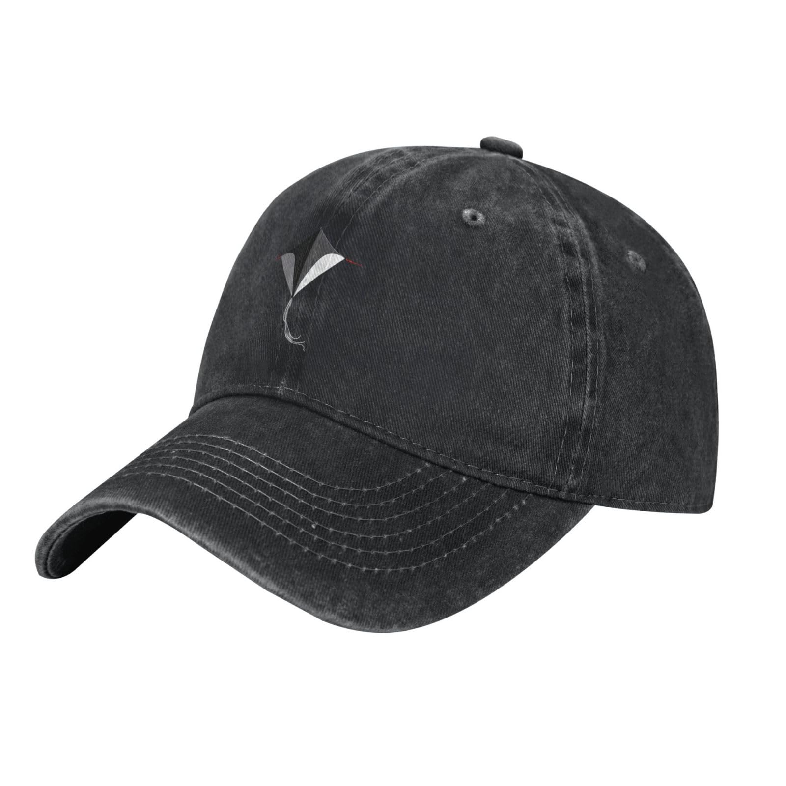 MKGOHLG Black A Kite with Broken String Printed Washed Cowboy Baseball Cap for Adults - Stylish and Breathable Hat