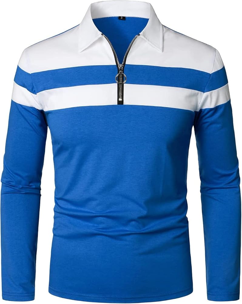 YTD Mens Classic Polo Shirt Long Sleeve Shirts Lightweight